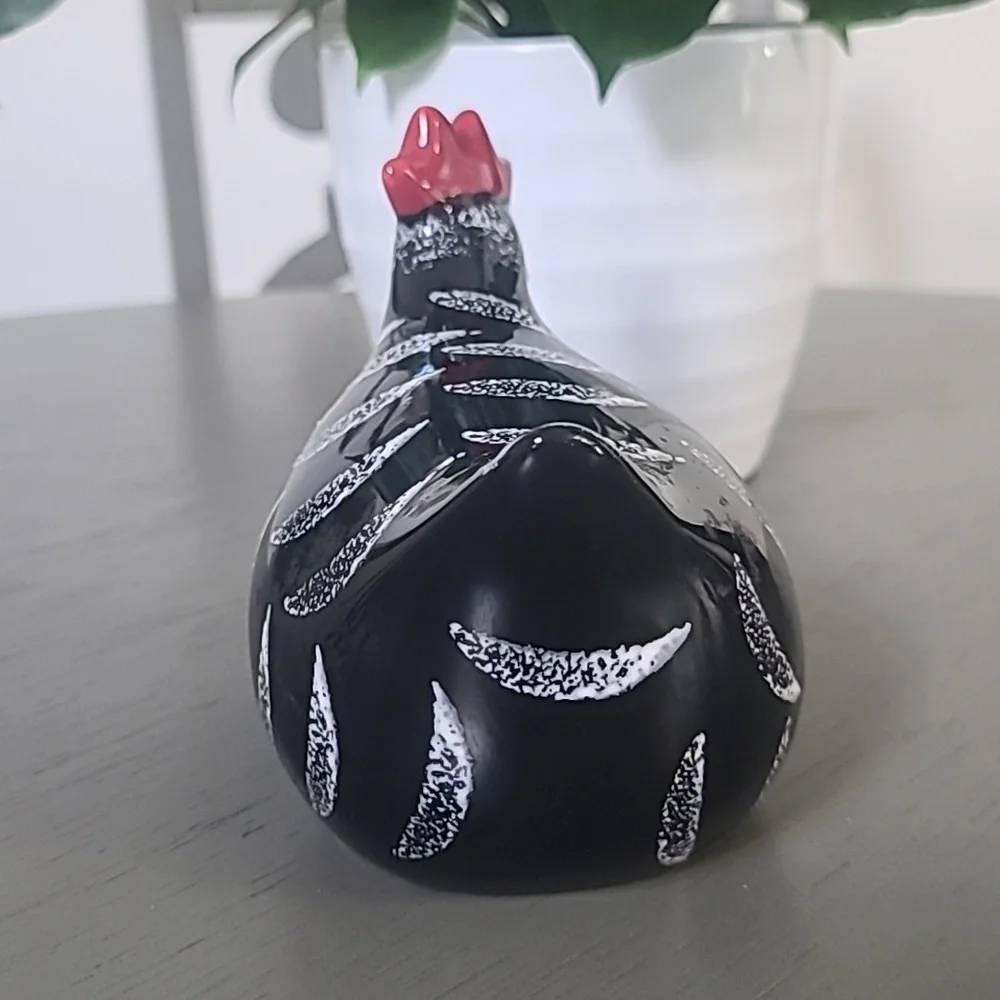 Home Essentials Black and Red Ceramic Hen